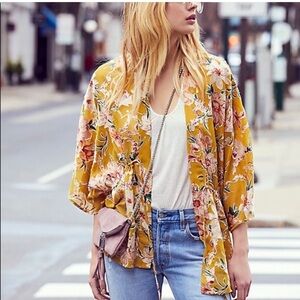 Floral Kimono Cardigan FREE PEOPLE